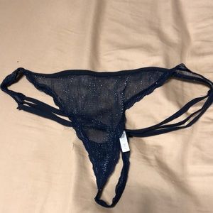 Navy blue thong panties